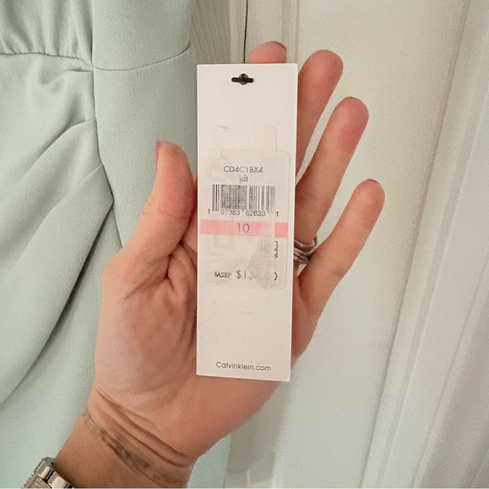 ✨Calvin Klein Sage Green Draped Sheath Dress Size 10 NWT ✨ - Picture 8 of 11